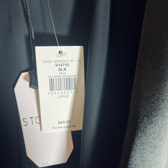 Stoosh Satin Cropped Bomber Jacket - Picture 7 of 9